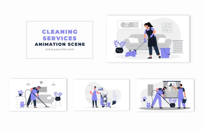 Cleaning Company Promo 2D Vector Character Animation Scene